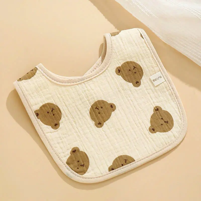 Yếm Chống Thấm Hoa và Chữ U Ăn Dặm 6 Lớp Vải Xô Muslin Siêu Thấm Hút Cho Bé 8