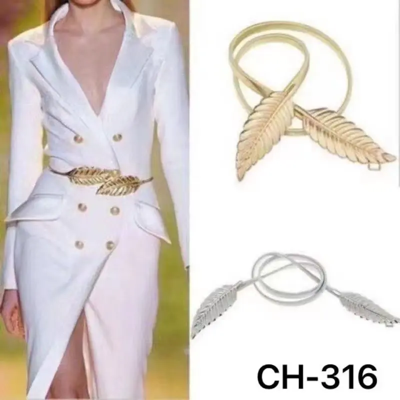 Fashion Metal Chain Belt For Women Elastic Waist Belt For Dress Metal Skinny Belt Good Quality
