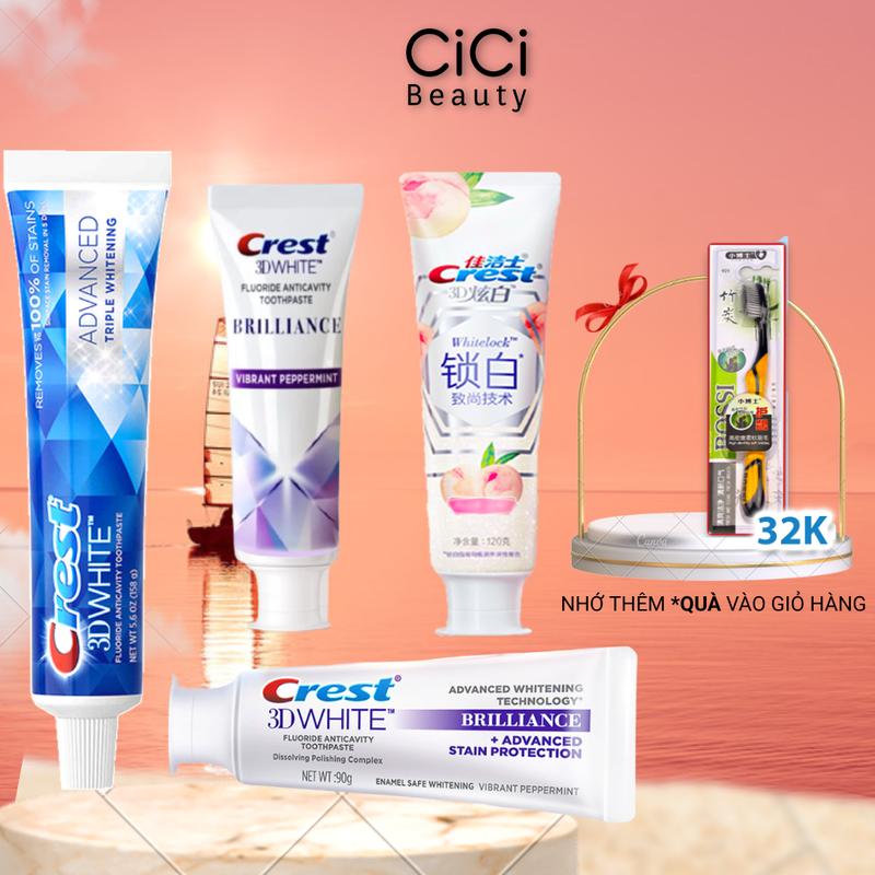 Kem đánh răng crest 3D White tổng hợp các loại kem đánh trắng răng kem  đánh kem  dan kem  đánh miếng  dán miếng  dán tẩy trắng răng cây làm trắng răng beauty  clean sạc  máy thuốc  tẩy kem  đánh cao trắng răng tay  trang kem  đánh tay  trang men  trắng