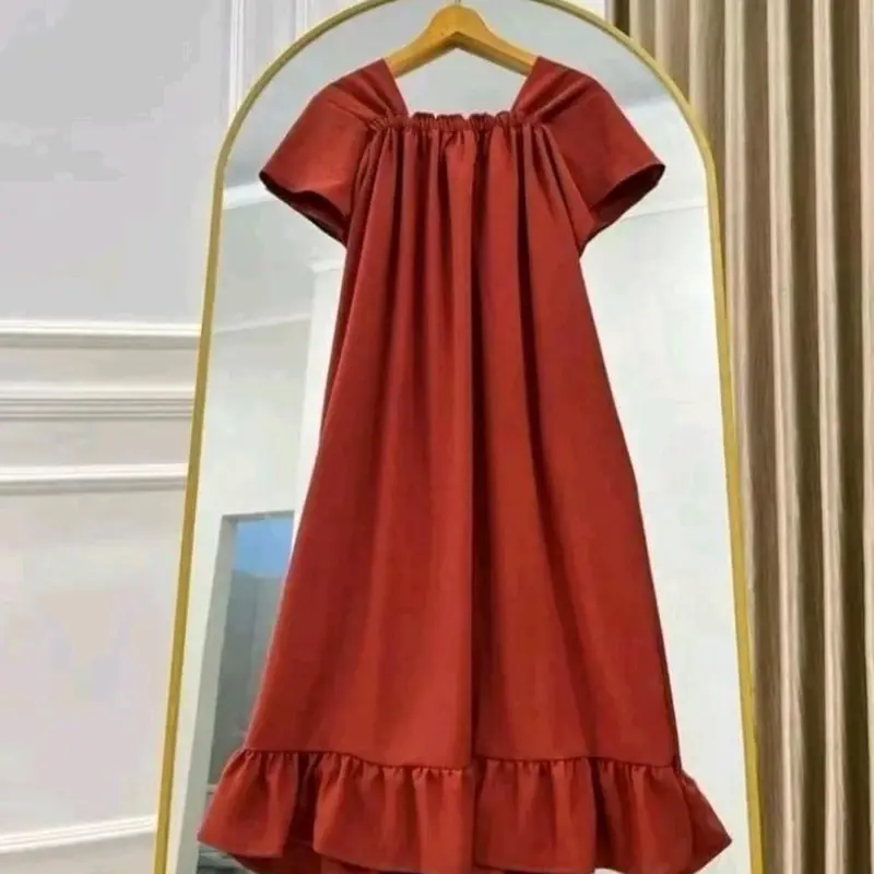 Daster Wanita Fujian Ruffle Dress Crinkle Airflow Dada Karet | Daster Wanita Lengan Pendek Fujian Dress Ruflle Crinkle Airflow 3