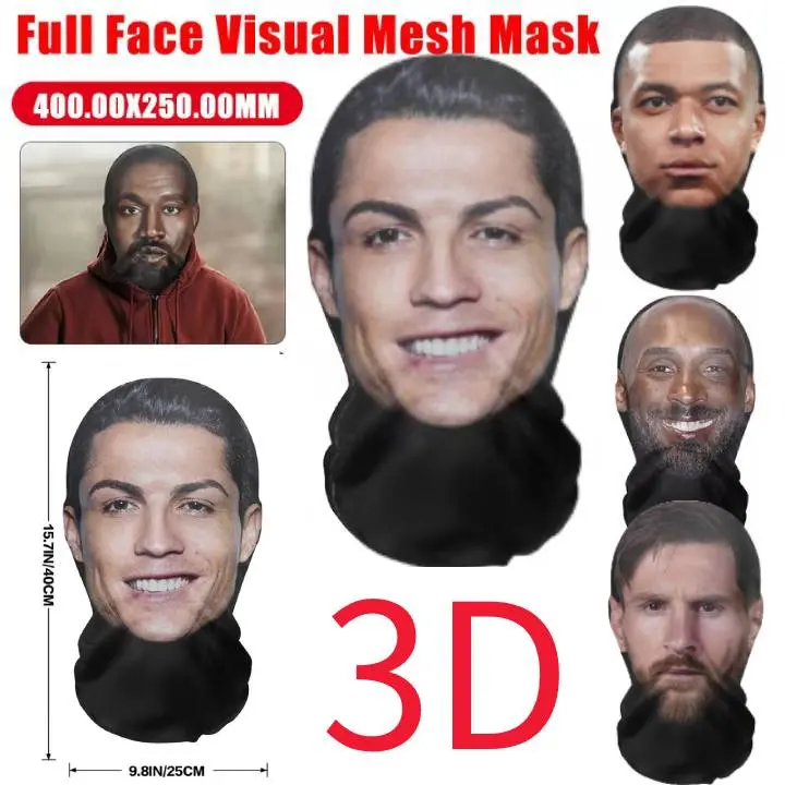 Mặt Nạ Không Đường May, In 3D, Thiết Kế Người Nổi Tiếng, Phù Hợp Với Mọi Khuôn Mặt, Khăn Trùm Đầu Vui Nhộn, Khăn Quàng Đi Xe Đạp, Mũ Đội Đầu Hóa Trang, Mũ Trùm Đầu Hip Hop