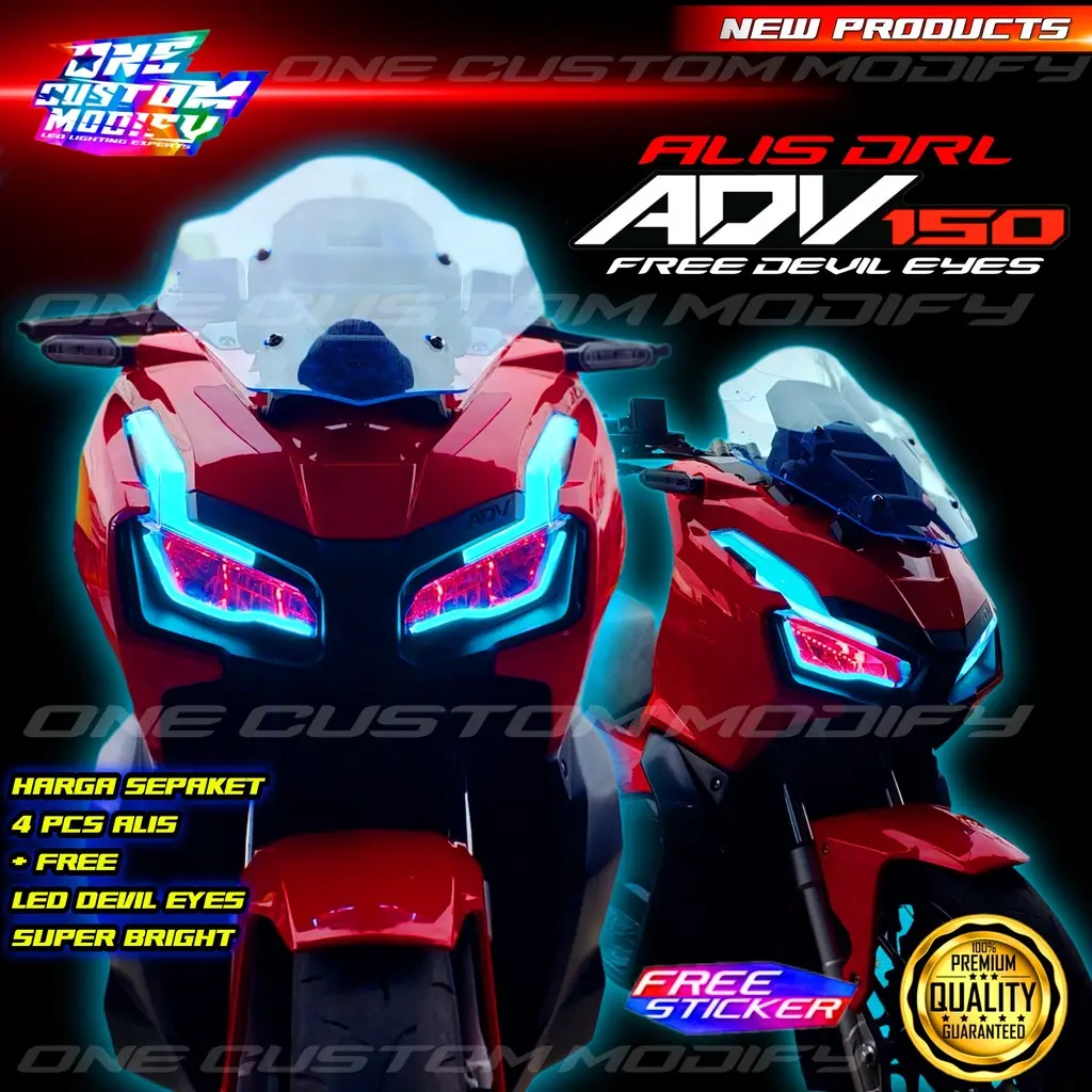 LAMPU LED ALIS DRL BONUS DEVIL EYES ADV 150 & 160 HEADLIGHT HEADLAMP LED DEPAN  ALL NEW ADV 2023 2019 2020 2021 2022 Asli Motor