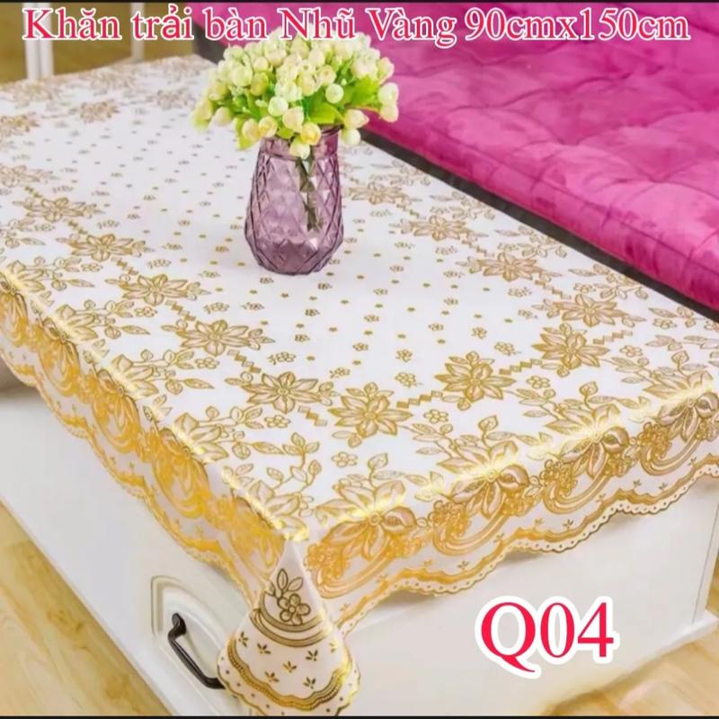 Khăn trải bàn Nhựa dẻo Nhũ Vàng 75cmx120cm và 90x150cm bền đẹp sang trọng không phai màu không thấm nước khăn trải