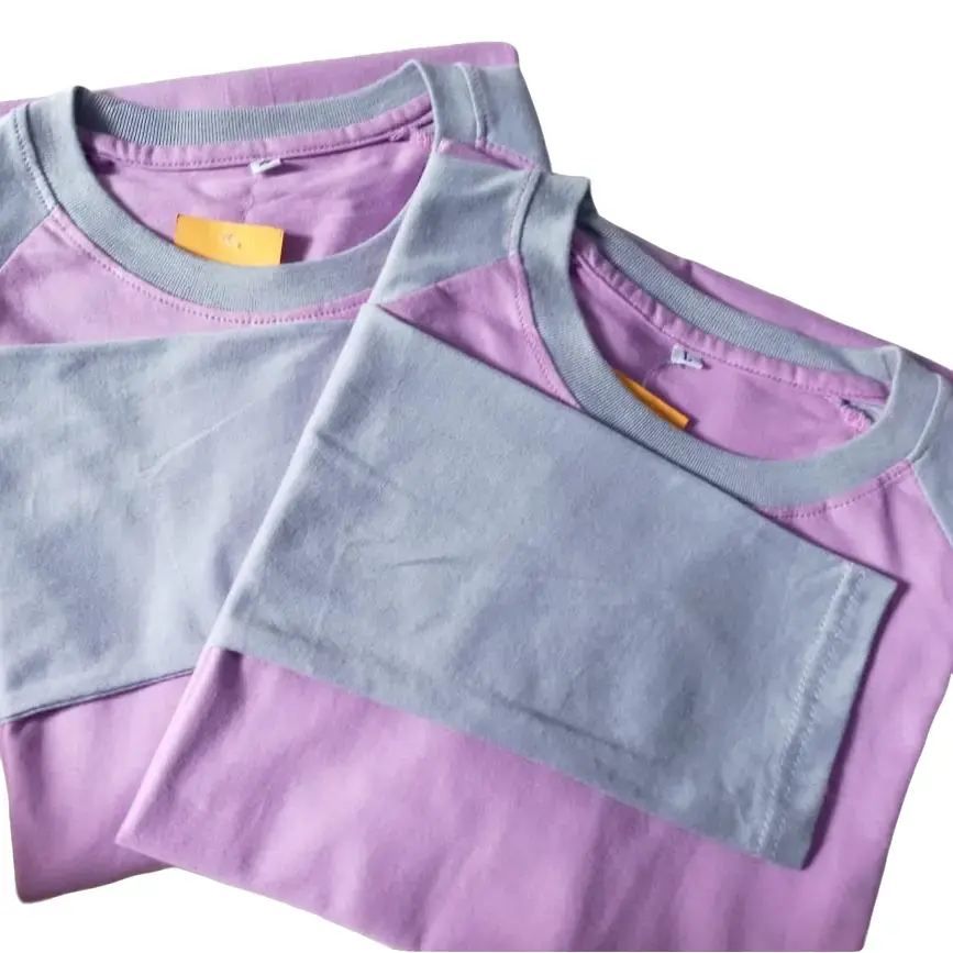 kaos raglan ungu muda (lilac) dengan abu katun kombet 24s premium Cewek Combed Dewasa Panjang Pendek Wanita Lembut Polos Nyaman   Baj