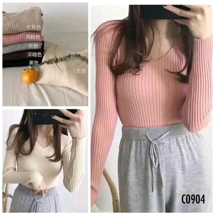 ( BISA COD ) 100k DAPAT 3PCS BAJU RAJUT KERAH V 0