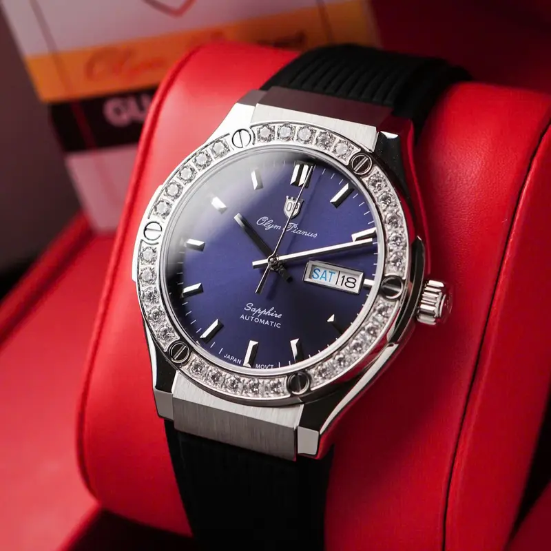 Đồng Hồ Nam Olym Pianus OP-99045 Niềng Đá - Mặt Kính Sapphire Nguyên Khối Size 41.5MM | Máy Cơ Automatic Bảo Hành 5 Năm 1