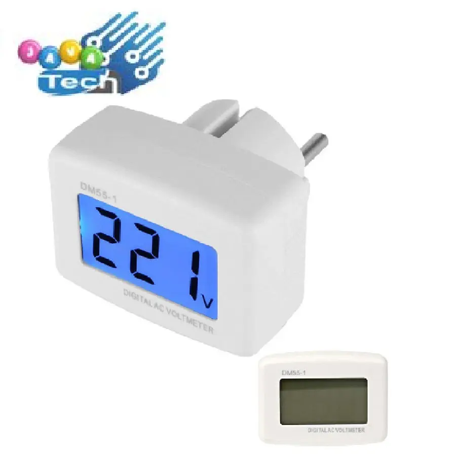 Voltmeter Digital AC 80-300V EU Plug Alat Ukur Tegangan Listrik DM55-1