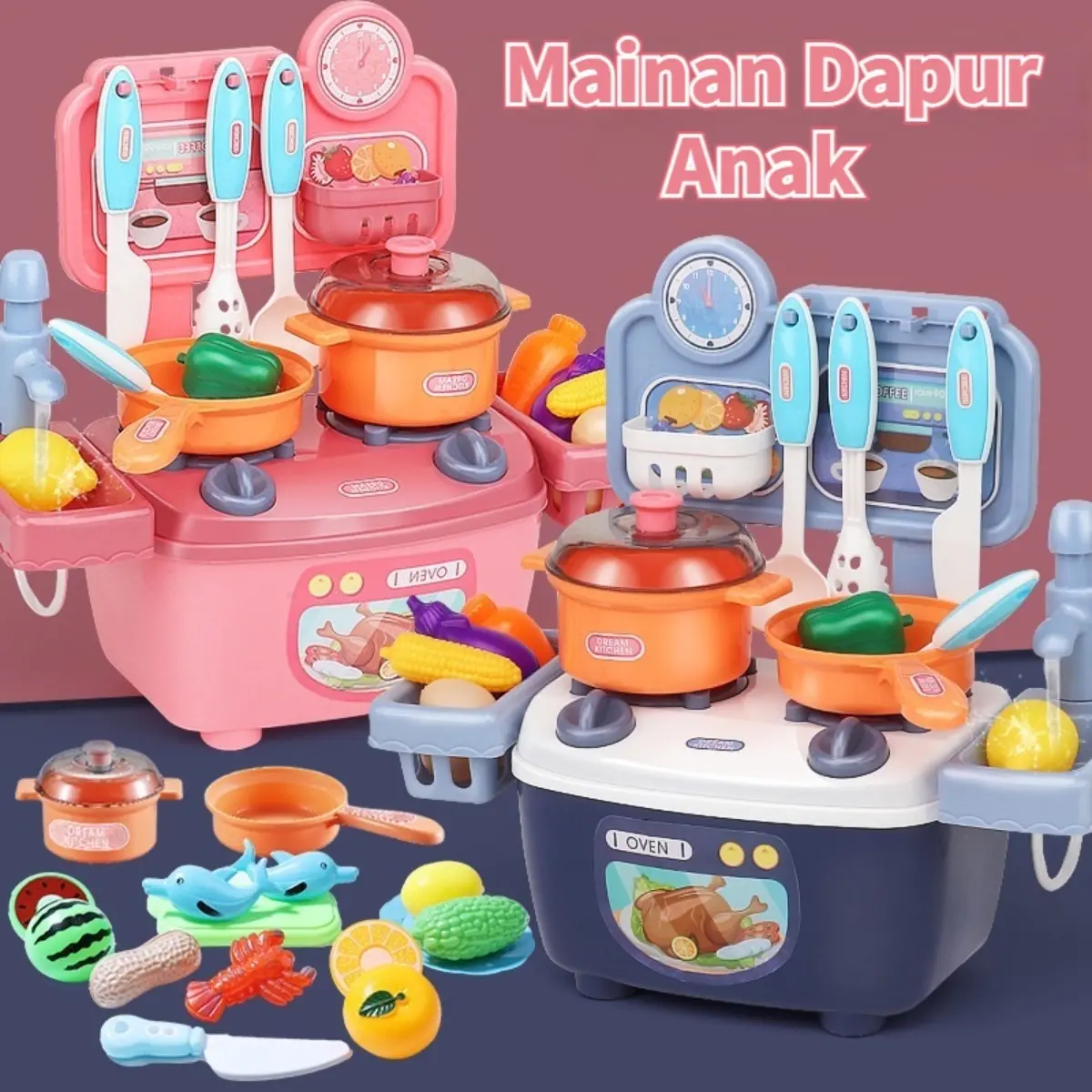 Mainan Memasak Anak-anak/Mainan Masak Dapur Simulasi Set Mainan Edukatif/Cocok untuk Permainan Hadiah Ulang Tahun Anak Laki-laki dan Perempuan Toys