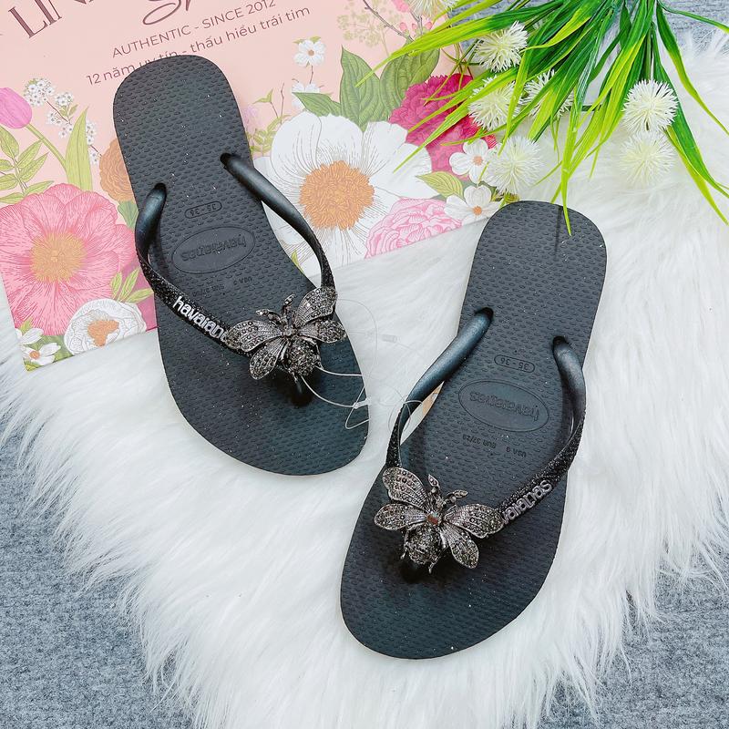 DÉP HAVAIANAS KIM TUYẾN ĐEN MỊN 23 - - Linda Trần's Store