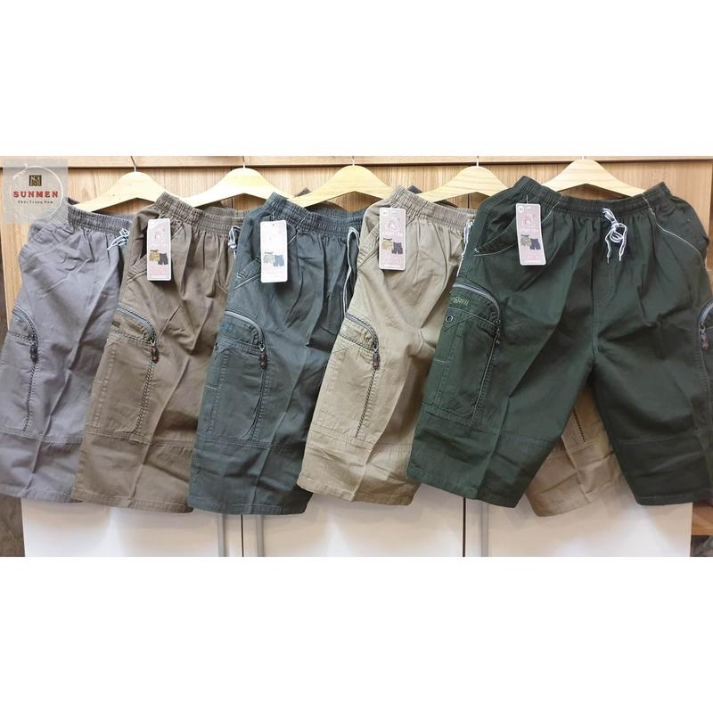 Quần Short Nam Kaki Lụa Xịn Túi Hộp Lưng Thun Co Giãn From Rộng Thoải Mái Có Túi Khóa Kéo SUNMEN Size Từ 28 - 40 Menswear Quần Lửng quần short