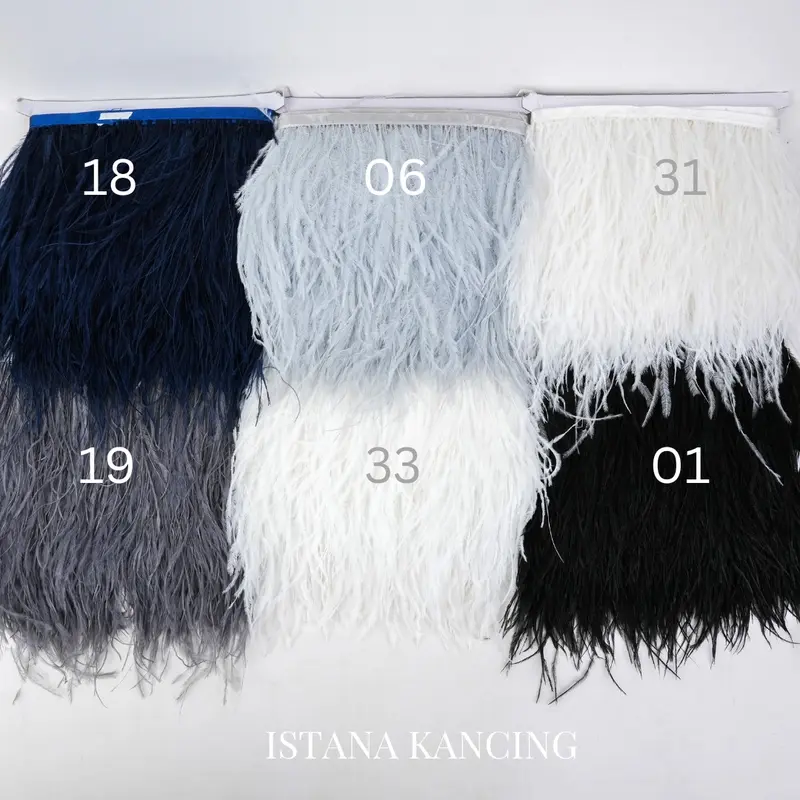 Bulu Ostrich Mewah Import Halus Lembut Panjang 10-15mm Bulu Feathers Bordir Renda 3