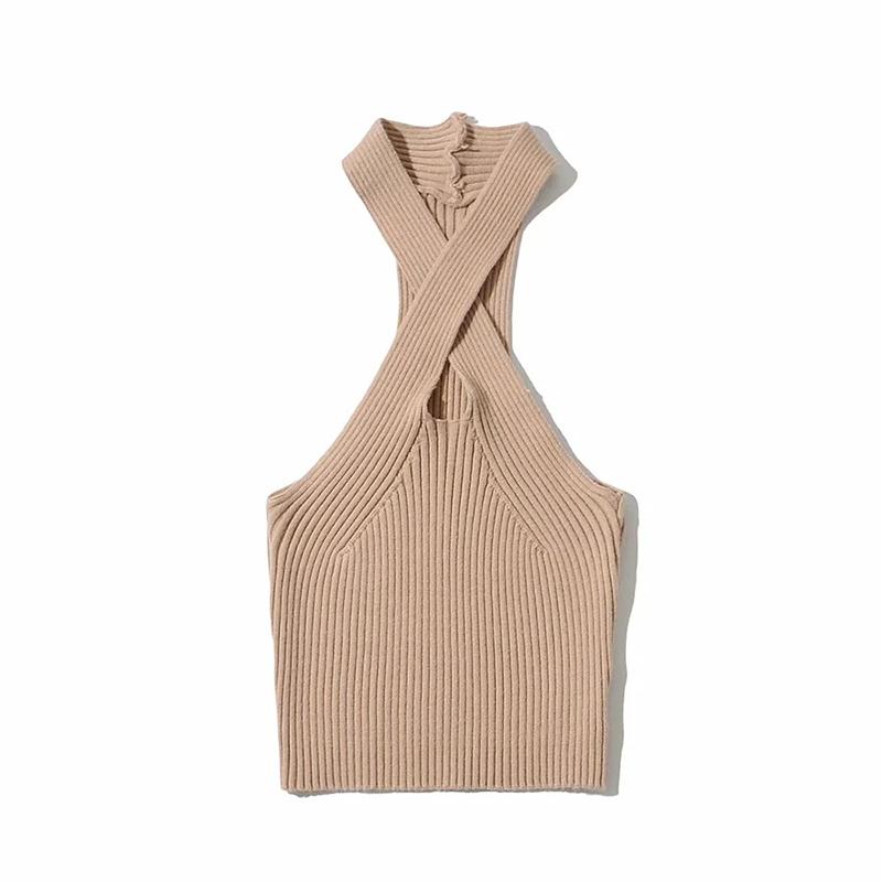 Product Introduction of Women Close-fitting Simple Style Vest, Solid Color Halter Neck Sleeveless Crop Tops ,Summer,Fashion,Attractive,Soft,Comfortable,Breathable,Simple Style,High-quality,Seductive 38