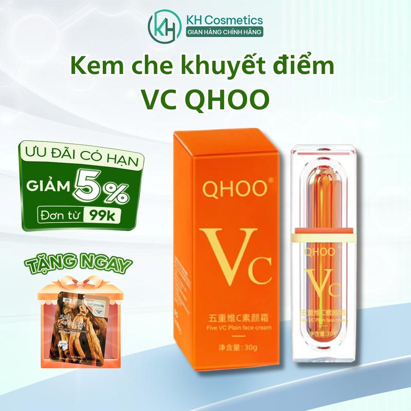 Kem lười che khuyết điểm Vc QHOO - Kem lười QHOO VitaminC che khuyết điểm 5in1 nâng tone da từ Hàn Quốc 30ml - KH COSMETICS Mỹ Phẩm Trang Điểm kem lottrang Nữ Women