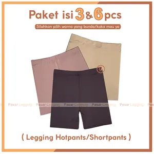 Paket Isi 3 & 6pcs Hotpants / Celana Hotpants / Legging Hotpants / Shortpant / Celana Shortpants / Legging Shortpant / Legging Pendek Dalaman Wanita / Bawahan Nyaman