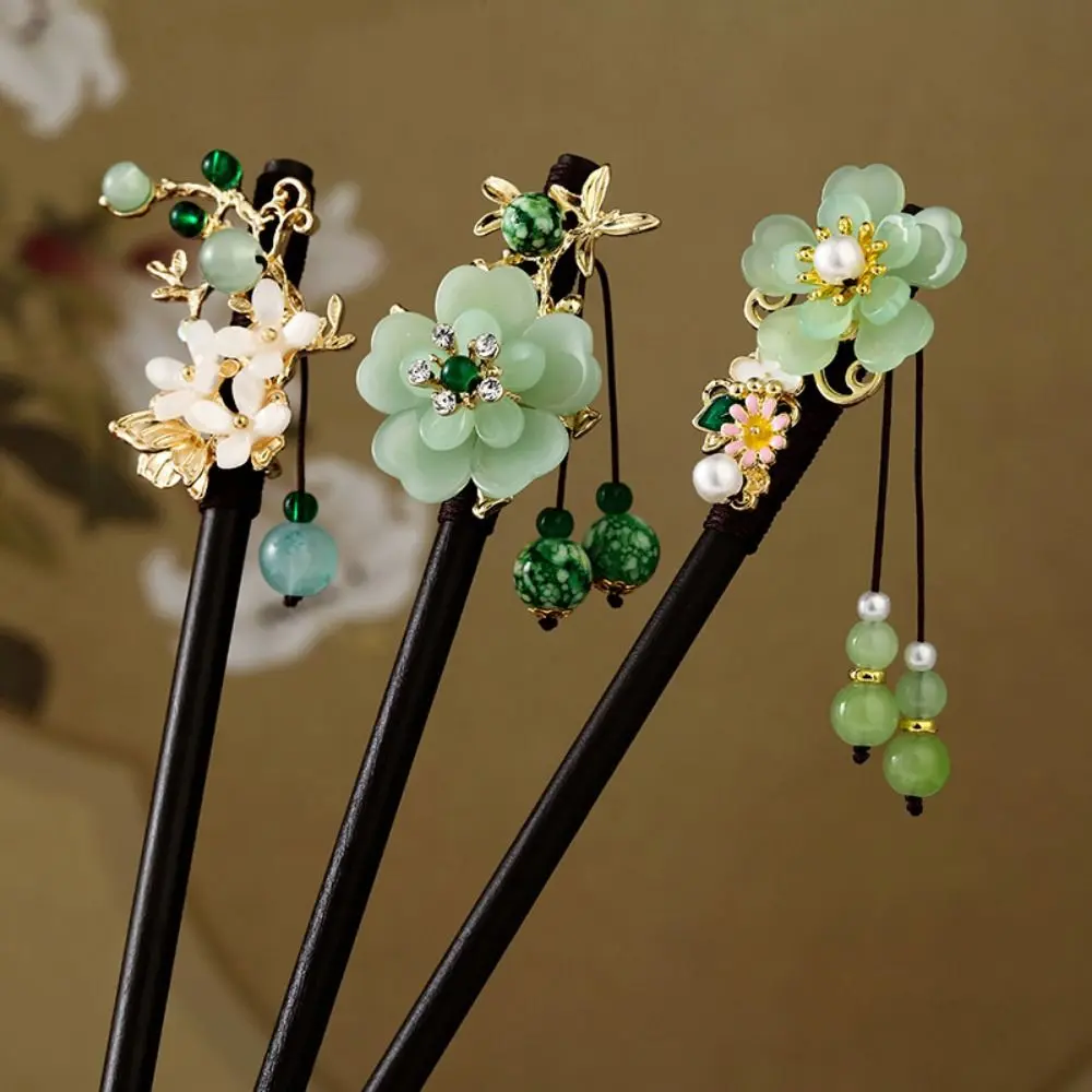 Gậy Tóc Hoa, Phong Cách Trung Quốc Trang Trí, Thiết Kế Cổ Điển Làm Bằng Tay, Đũa Tóc, Nĩa Tóc, Có Tua Rua, Kẹp Tóc Bằng Gỗ, Thích Hợp Cho Hanfu