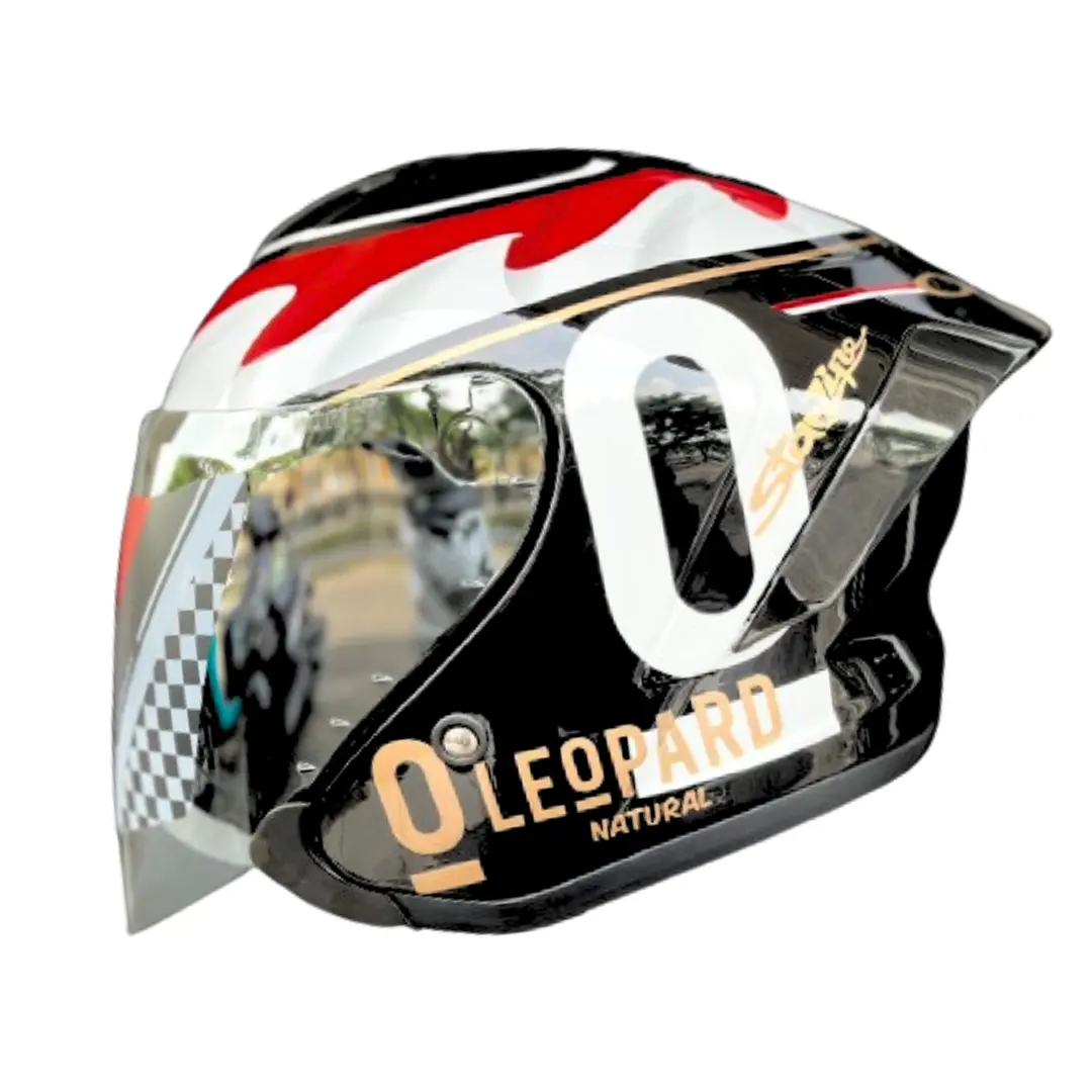 Helm JS Armor Half Face Cewek Cowok Motif LEOPARD IDN Original SNI Motorcycle helm  half