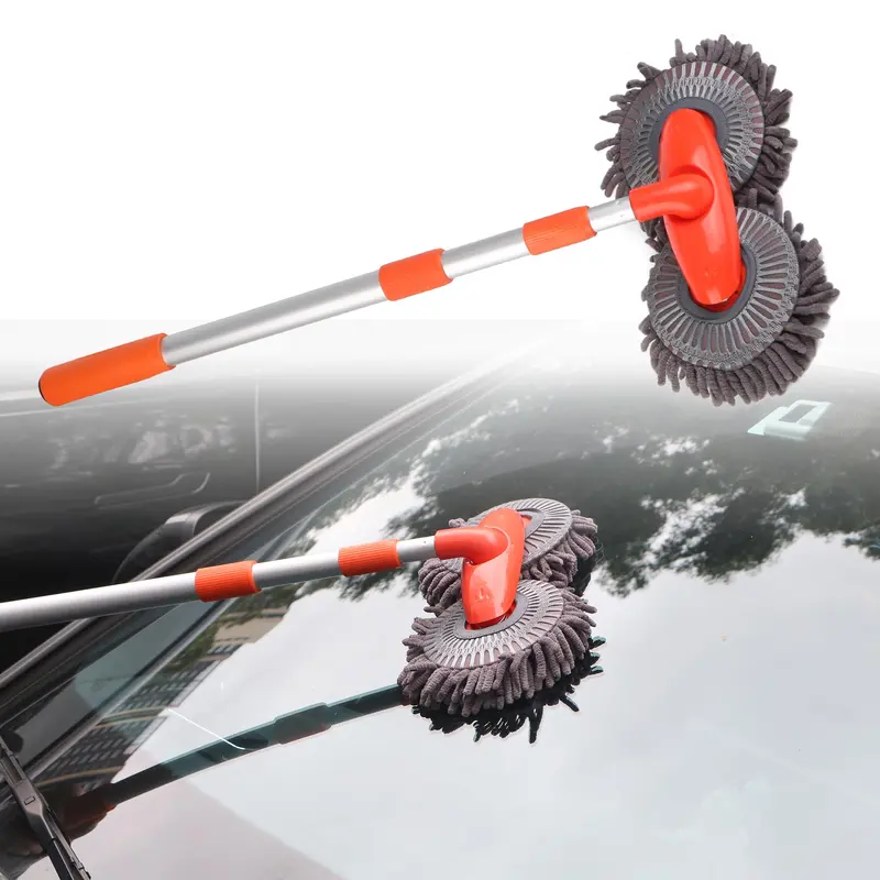 Long Handle Car Glass Cleaning Brush with Double Brushes, Durable Car Windshield Cleaner, Retractable Car Wash Mop, Professional Car Washing & Maintenance Supplies, Car Cleaning Tool 7