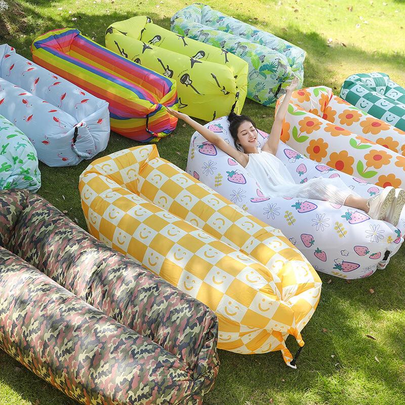 Pillow style outdoor portable lazy air sofa, foldable inflatable bed, sleeping bag 1