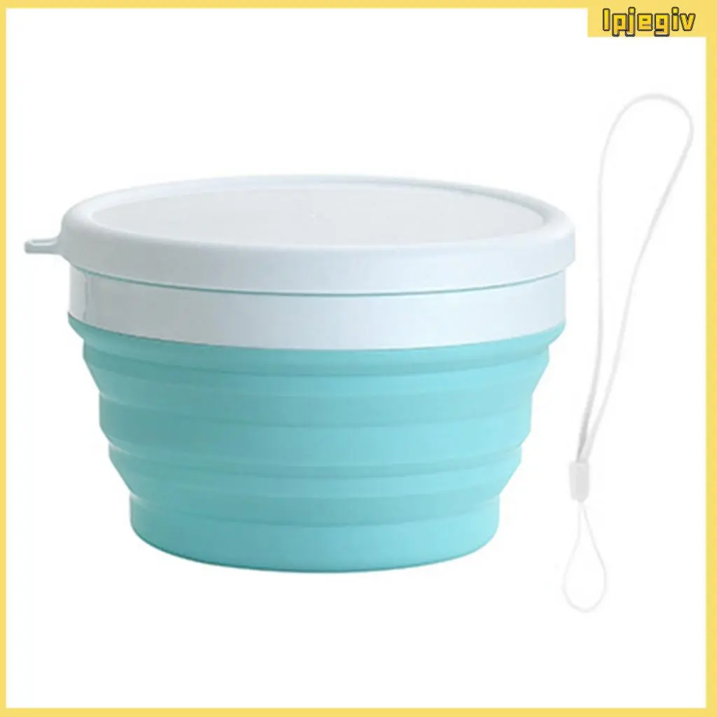 Ipjegiv_ Travel-friendly Tableware Folding Cup Portable Silicone Travel Cup Set for Outdoor Camping Hiking Collapsible  Expandable with Lids Lightweight  Odorless Kitchen Tools