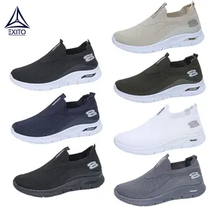 EXITO Sepatu Sneakers Pria Casual Slip On Sport Hitam Shoes Kasual MNov 02