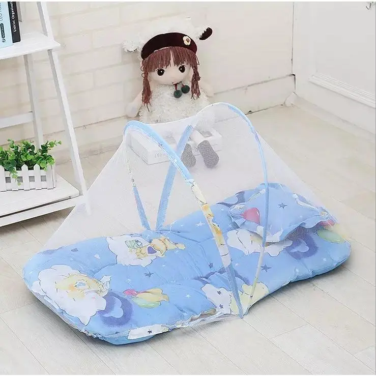 Portable soft folding baby mosquito net without installation, with sleeping pad and pillow