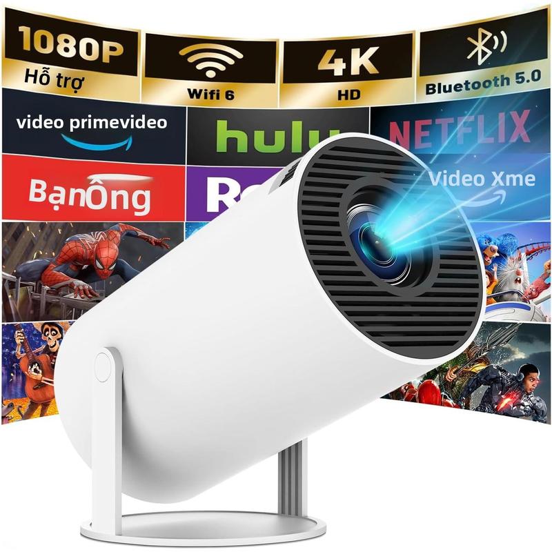 Máy Chiếu Mini Phong Cách Nâng Cấp HY300PRO Hỗ Trợ 4K 1080P Có WIFI 6 Và Bluetooth Máy Chiếu Cầm Tay Ứng Dụng Tích Hợp Hệ Điều Hành Android 11 Chình Chỉnh Keystone Tự Động Thích Hợp Cho Máy Tính Xách Tay PC Và Điện Thoại Thông Minh
