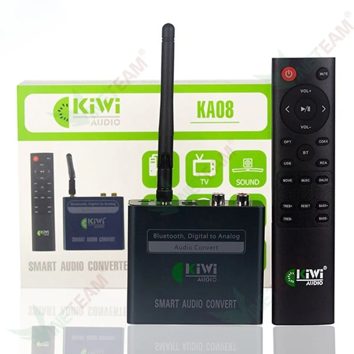 Bộ Chuyển Đổi Âm Thanh KA08 Bluetooth -Bộ Chuyển Đổi Quang KIWI KA08 - Điều Khiển Từ Xa,Chỉnh Bass,Treble,Volume -d
