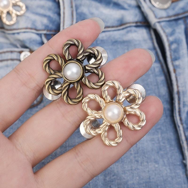 Product Introduction of Flower Shape Waist Buckles for Loose Jeans Skirts DIY Clothes Accessories Waist Closing Artifact Sewing-free Adjustable Retractable Floral Snap Button 19