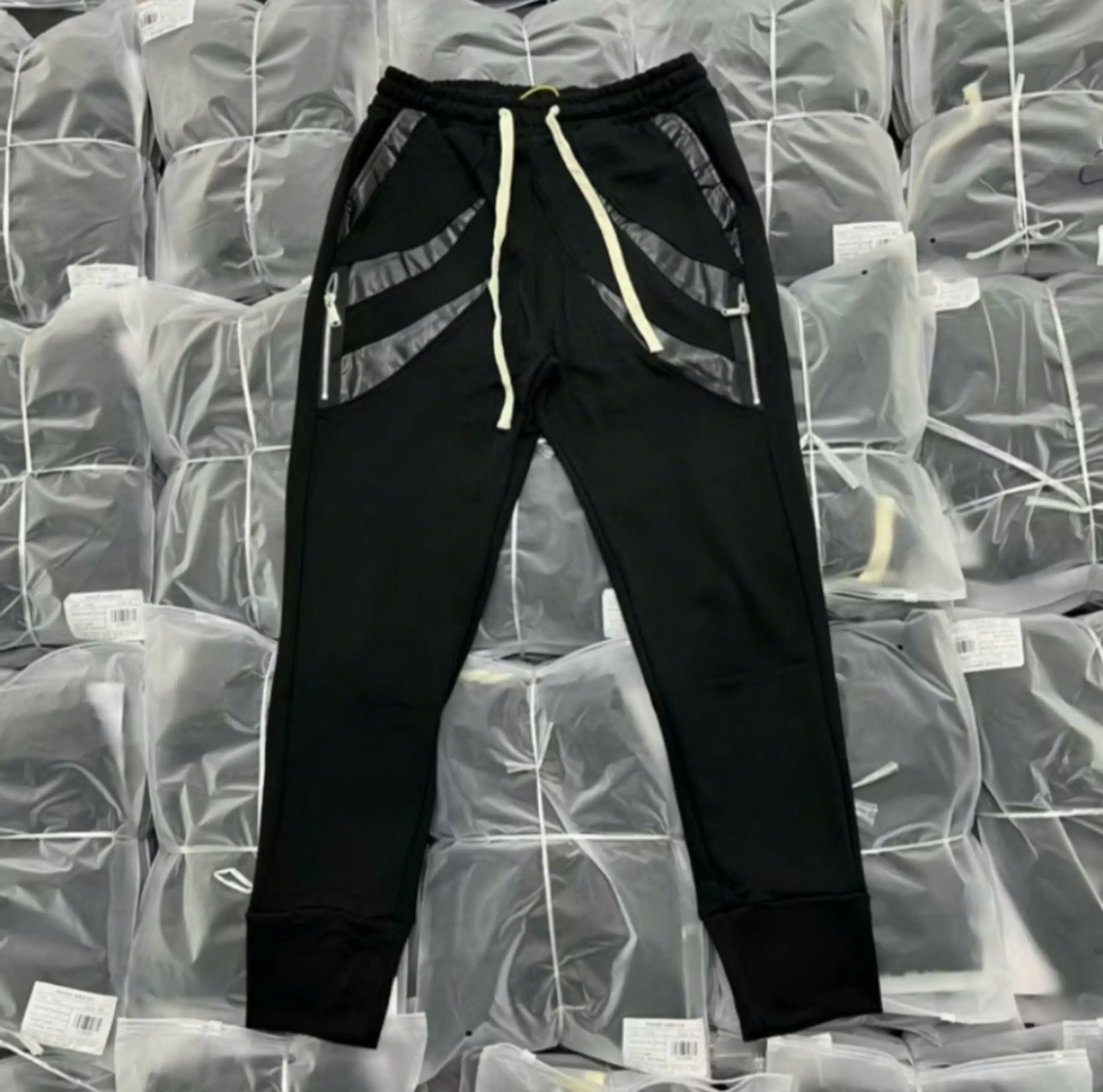 Quần nỉ Jogger nam vá da mix khóa 2 bên - Sport Gym  Tập Yoga