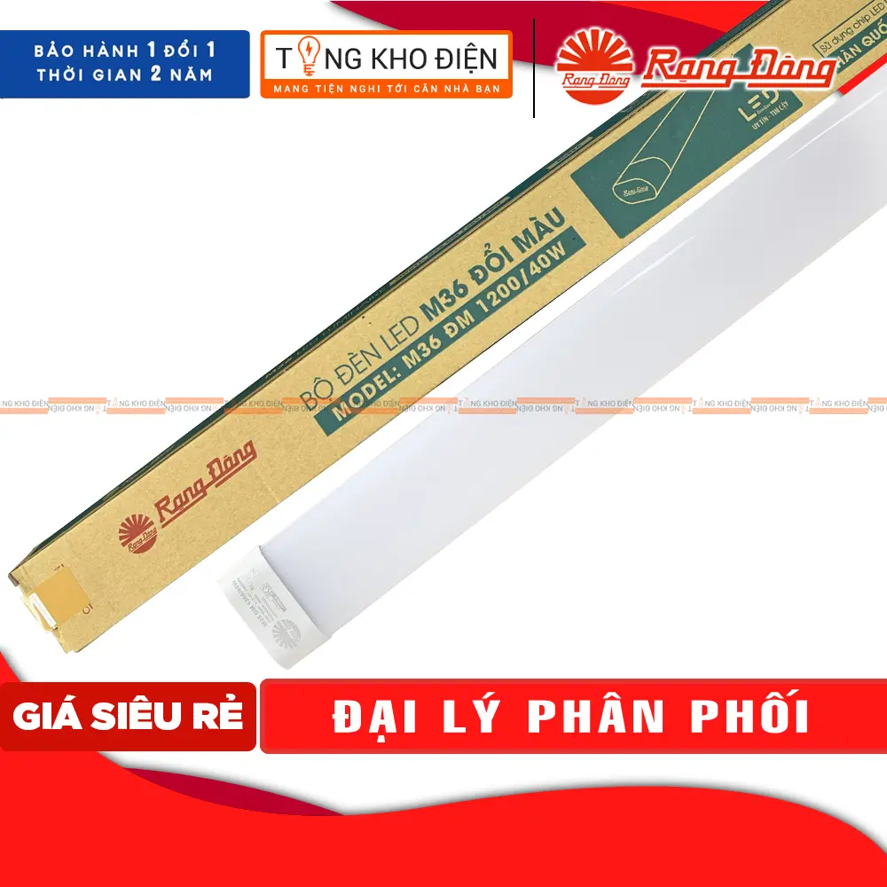Đèn LED bán nguyệt M36L Rạng Đông đổi 3 màu 40w dài 1.2m - Bảo Hành 2 Năm 1 đổi 1
