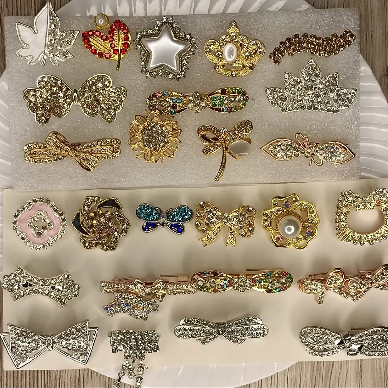 15 pcs BROS MIDI 2-3cm Campur Motif Beda Semua Bross Pin Peniti Hijab Random Mix Model Motif Silver Gold Penjepit 2