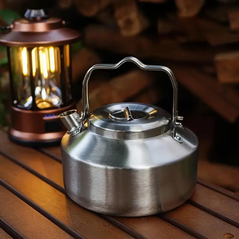 Product Introduction of Camping Stainless Steel Kettle, 1 Count Dual Handles Portable Tea Making Kettle with Storage Bag, Suitable for Outdoor, Camping & Hiking 2