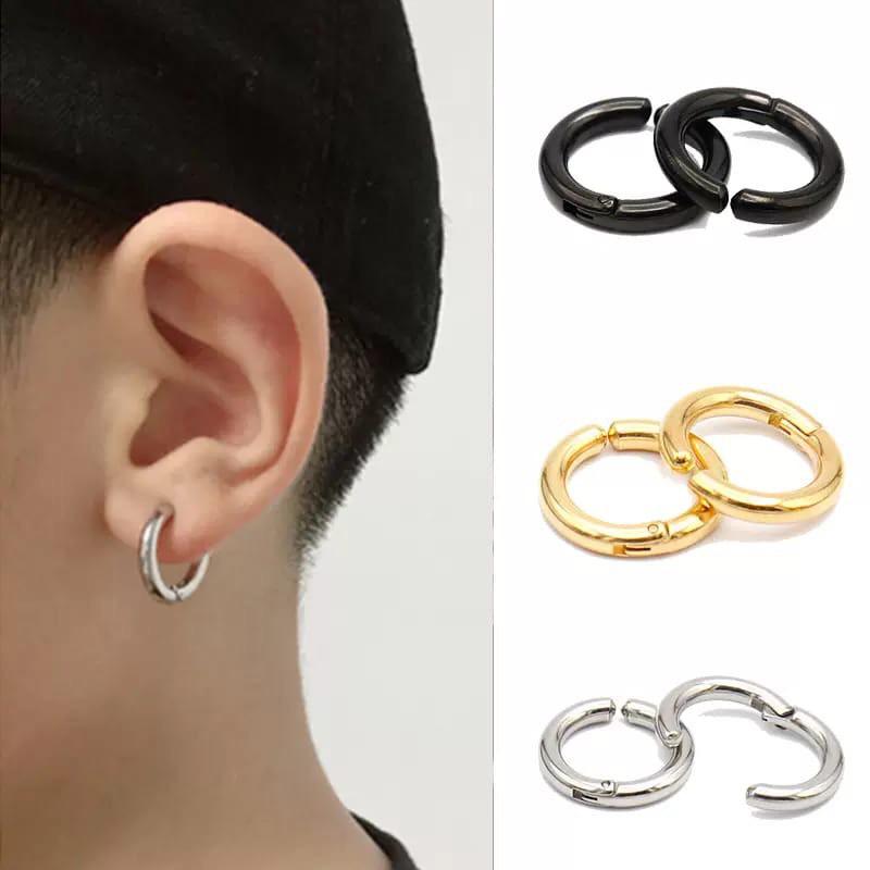 Khuyên tai bông tròn kẹp vành không cần bấm xỏ lỗ nam nữ