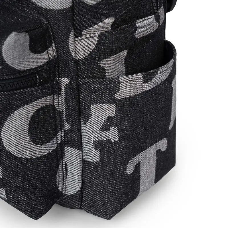 Balo DirtyCoins Letters Monogram Denim Backpack - Black Đeo Vai 6