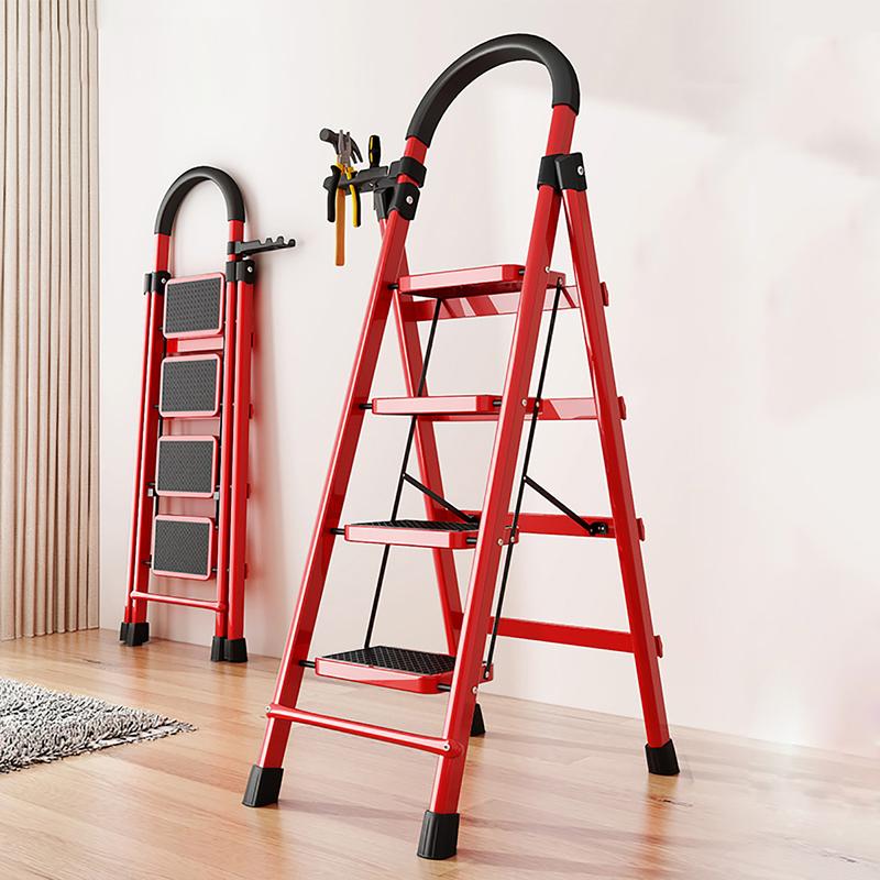 Thang xếp gấp gọn, Thang Gấp DECHOME, Thang Ghế Tay Vịn 3/4/5/6/7/8 Bậc thép carbon dày gia đình Siêu Bền Tải Trọng 500Kg