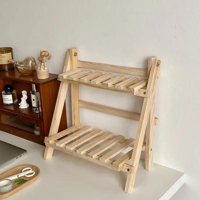 Wooden Desktop Storage Rack, 1 Count Double Layer Desk Organizer, Desk Storage Shelf for Home Office, Summer Home Decor Shelf, Home Organizer, Desk Accessories, House Organizers 4