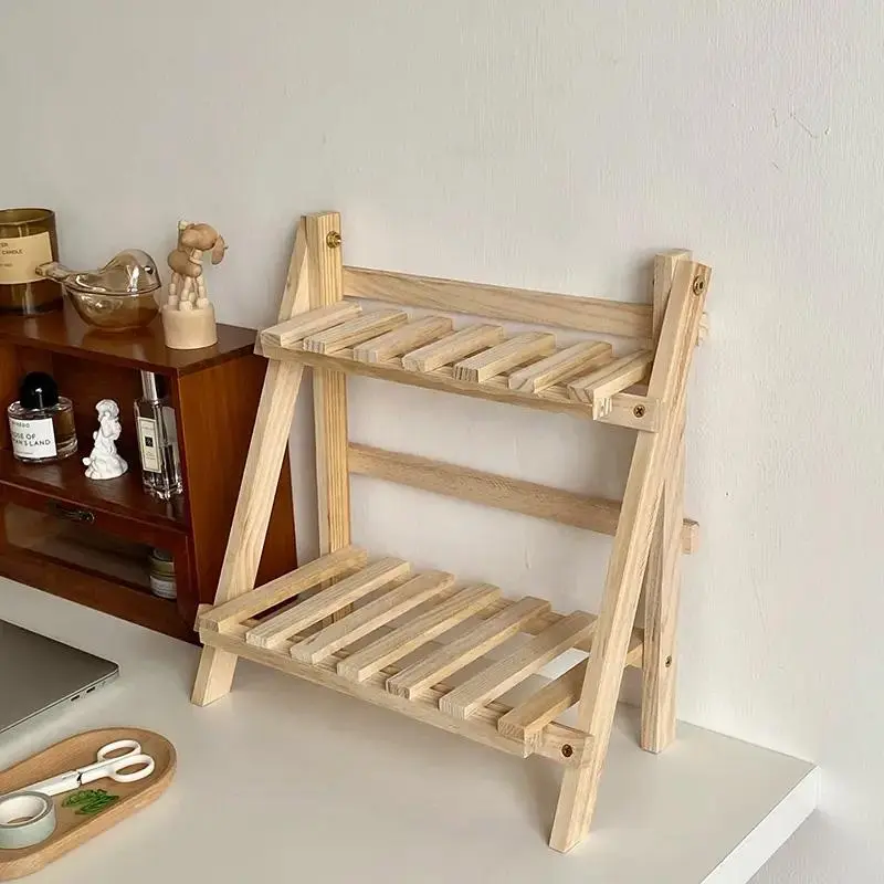 Wooden Desktop Storage Rack, 1 Count Double Layer Desk Organizer, Desk Storage Shelf for Home Office, Summer Home Decor Shelf, Home Organizer, Desk Accessories, House Organizers 3