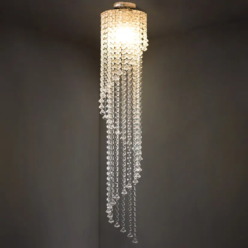 Lampu Plafon Gantung Kristal Minimalis Spiral 2 Layer