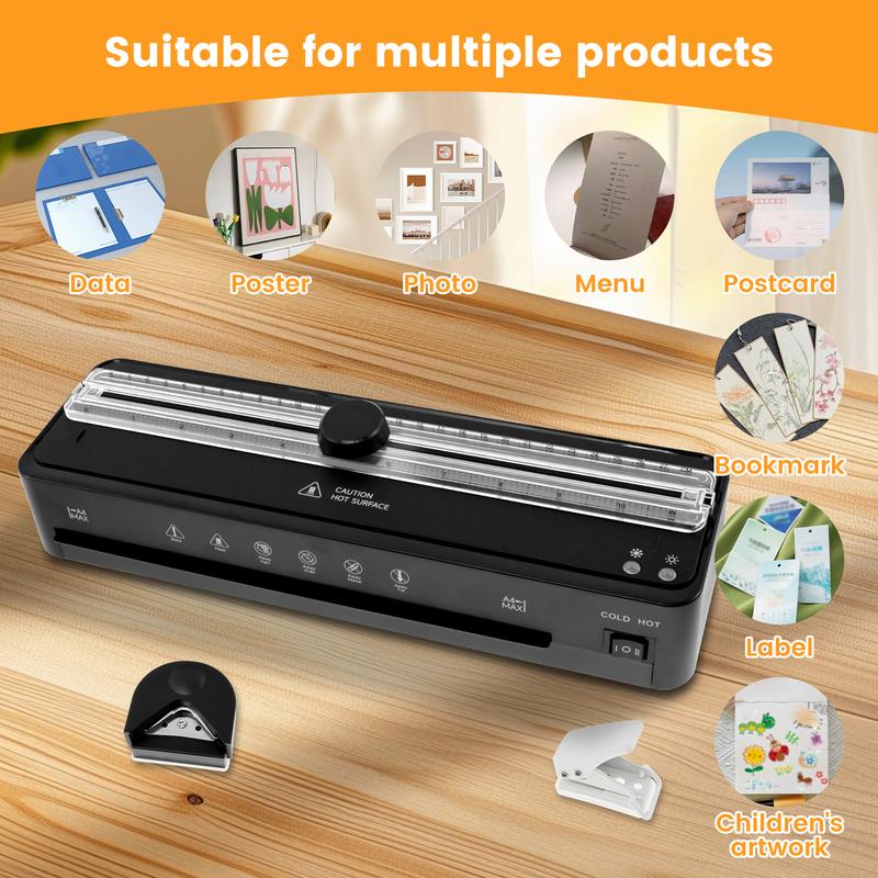 Product Introduction of Laminator Machine Kit 13 Inch Multifunctional Thermal Lamination Machine Safe A4 Office Laminator Household Laminator Machine with 50 Laminating Sheet for Home Office 4u162 34