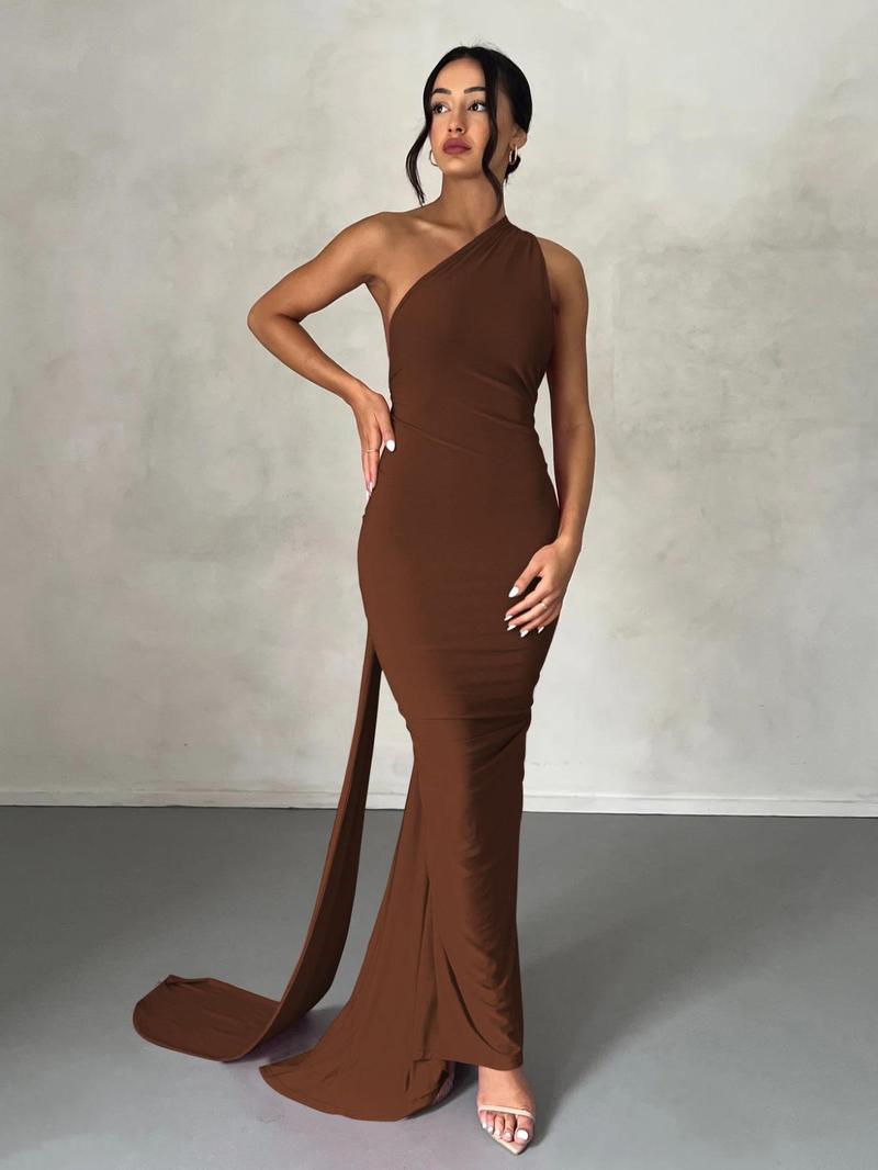 Product Introduction of Women's Plain Ruched O-ring Backless Halter Neck Bodycon Dress, Party Dresses for Women, Summer Clothes Women, Elegant Maxi Dress for Evening Party Club, Ladies Summer Clothes, Homecoming Dresses 14