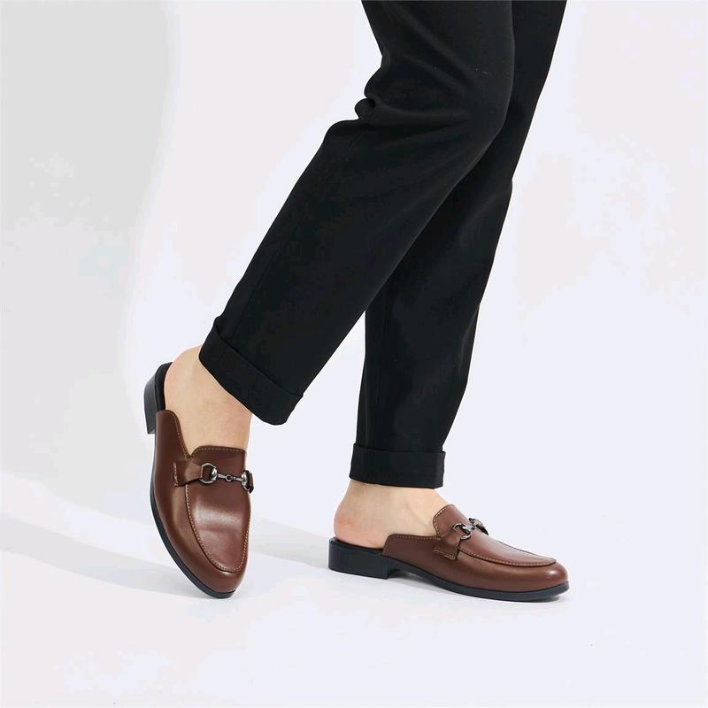  Giày sục giày lười nam phong cách hàn quốc kiểu dáng basic hai màu đen nâu lịch lãm đai xích glod New01 