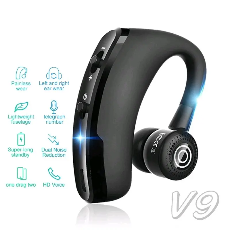 V9 Earphone Bluetooth / Headset Bluetooth V9 / Wireless Earphone Hifi Stereo Earbuds With Microphone