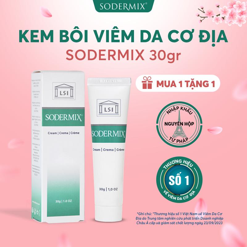 [Mua 1 tặng 1] SODERMIX 30g, Kem Bôi Nhập Khẩu Nguyên Hộp Từ Pháp, Hỗ Trợ Giảm Ngứa, Mẩn Đỏ, Mụn Nước, Da Bong Tróc