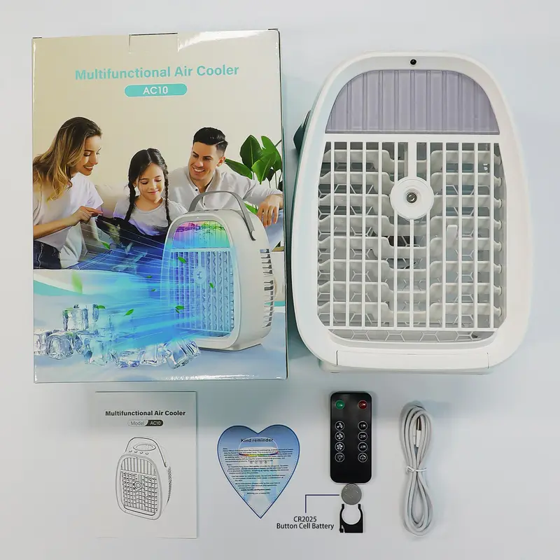 USB Powered Portable Air Cooler, 4 In 1 Humidifier Air Conditioners Fan, Multifunctional Air Cooler with 7 Color Light, Air Cooler Fan for Room Bedroom Office Desk 5