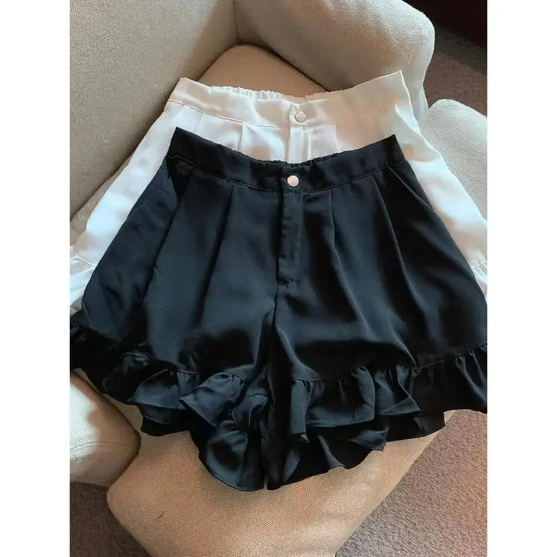 Quần Đùi Xếp Nhún, Thiết Kế Xinh Xắn, Dành Cho Cô Gái Đầy Đặn, Cạp Cao, Ôm Vừa Vặn, Ống Rộng, Thích Hợp Cho Mùa Hè Của Phụ Nữ, Độc Đáo, Đa Năng, 1.00 Kg-150.00 kg, Quần Thể Thao 5