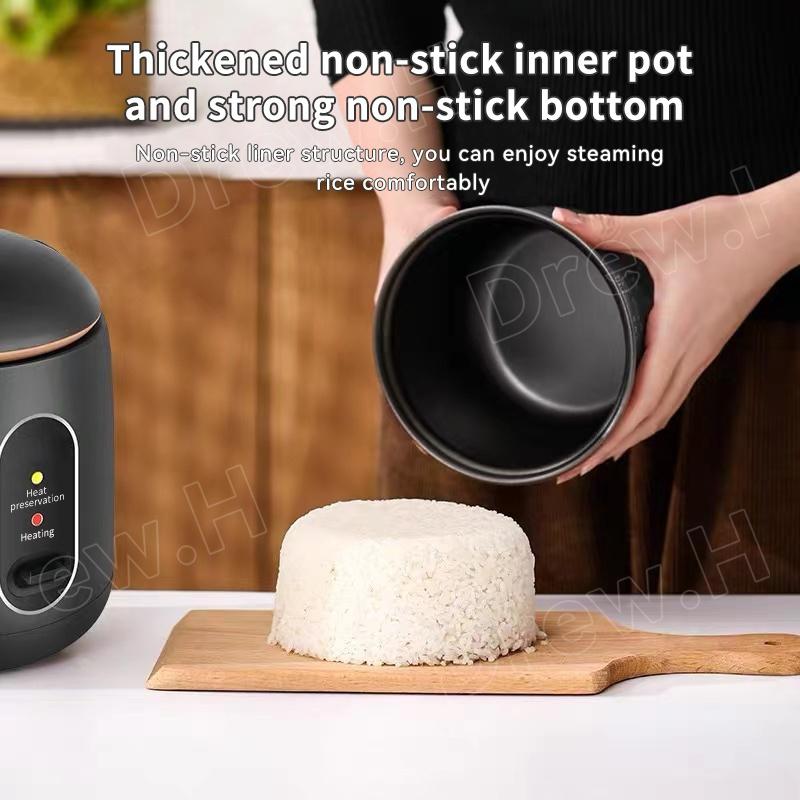 Mini Rice Cooker electric caldronwith Non-stick Pot and Steamer (1.2L/200W) 7