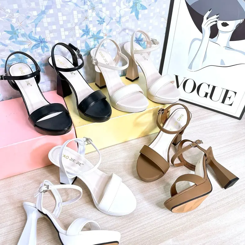 Dép Nữ Sandal Shoes mẫu dép đúp quai bản ngang gót cao 10p sang trọng trẻ trung - Nhung, GiàY giày  cao 10 phân Cao Su Đồng giay loviie 1
