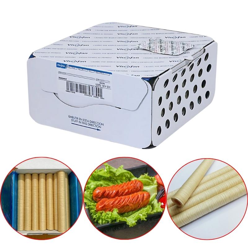 1 HỘP Vỏ Collagen Viscofan Mã NDX & NDX C - Dùng làm xúc xích lạp xưởng dồi sụn - Size 21 23 24 25 26 27 28 - Đóng gói hút chân không hàn nhiệt.