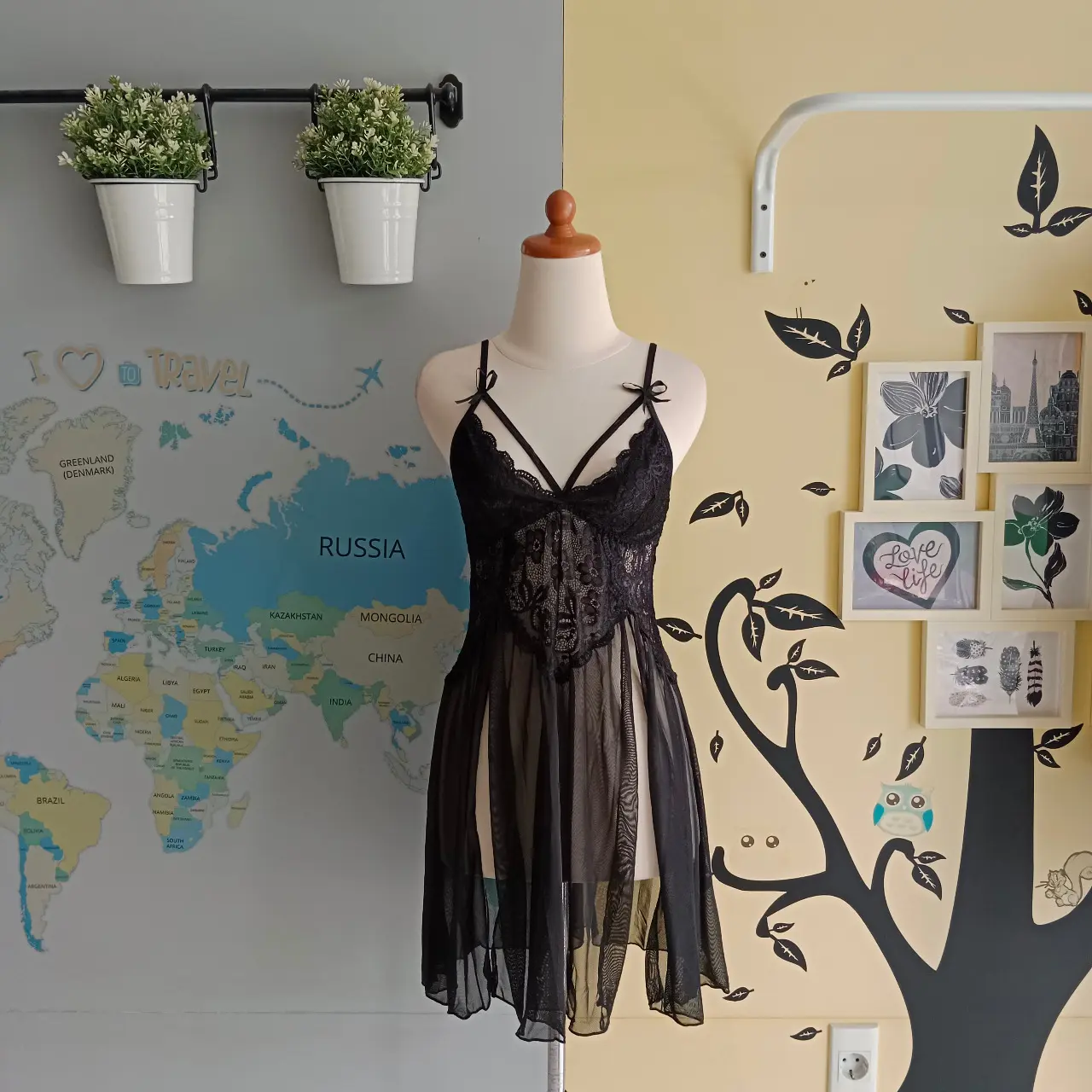 DRESS RENDA TIPIS MALAM WANITA /L189 Lingerie