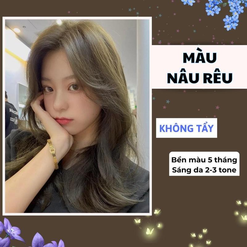 Thuốc nhuộm tóc màu nâu rêu nâu kiwi không cần tẩy tóc – lên từ nền đen tự nhiên